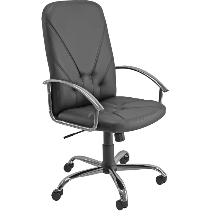 Sillón dirección saona cuero negro base cromada unisit dnpc/kn - 1