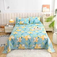 Sábana Plana De Cama Doble Con Estampado De Flor Roja Sábana Superior De Poliéster 100% Para Cama Individual/Reina/King - details 17