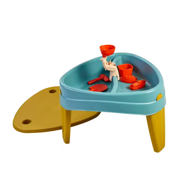 FEBER - Casual Play Table, Mesa de Juegos 3 en 1, Mesita Infantil para Jardín Exterior, 3 Compartimentos para Agua, Arena y Dibujos, Accesorios de Juego Incluidos, +2 años, Famosa (FEU14000) - 1
