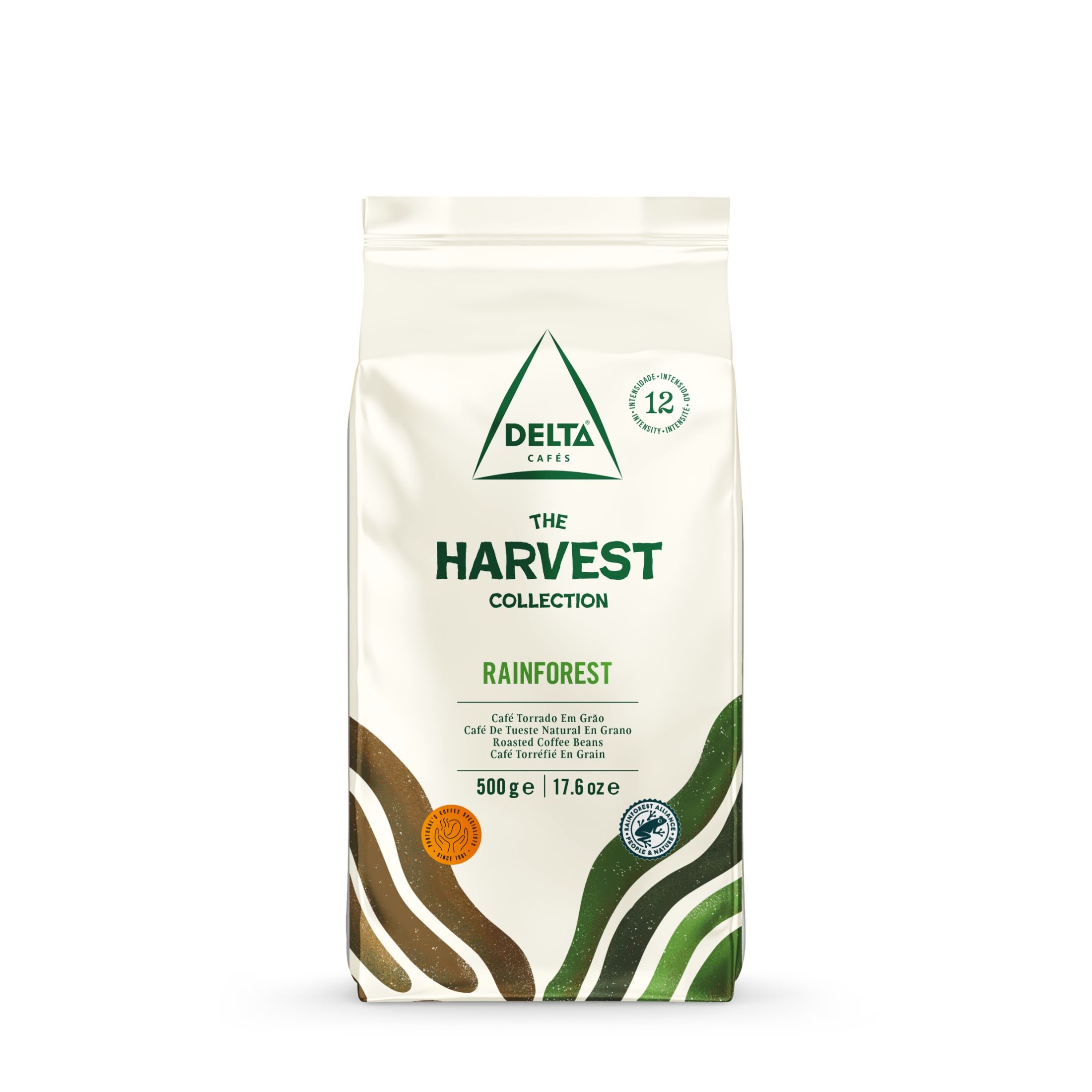 Delta The Harvest Collection Rainforest -  Café en grano 500 gr -  Café intenso con cuerpo medio, notas aromáticas y cítricas, con toques de miel y fruta madura - Certificado Rainforest Alliance