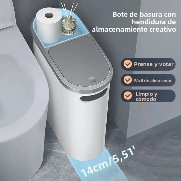 Bandeja De Basura De Baño Grande Y Silenciosa De 10L Con Diseño Espacioso Y Creativo Para Huecos En La Pared Material Plástico Ecológico - 1