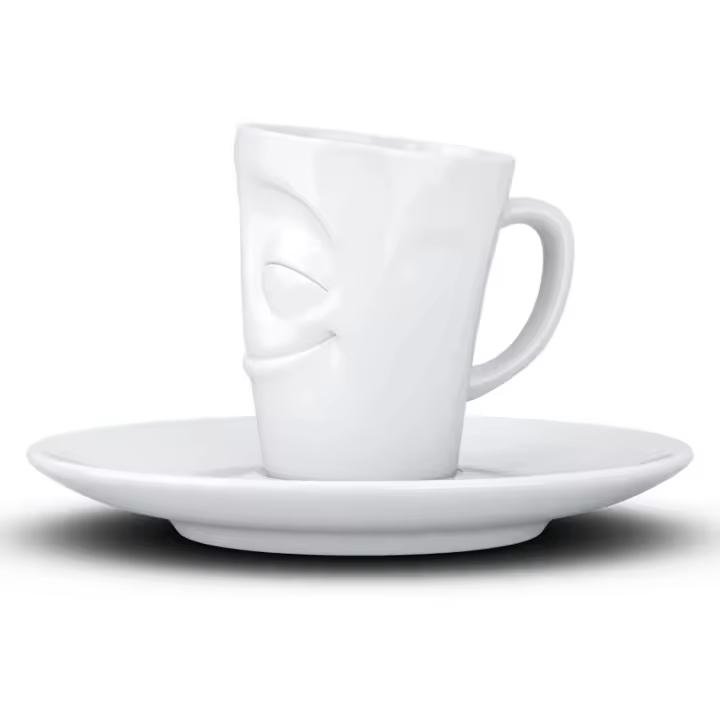 FIFTYEIGHT PRODUCTS - Taza de Café Expresso con Cara Alegre de Porcelana Dura de Alta Calidad - 1