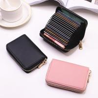 Cartera De Tarjetas De Negocio Para Hombres Y Mujeres En Gris PU Cuero Protegido Monedero Con Cierre De Cremallera 20 Espacios Para Tarjetas - details 16