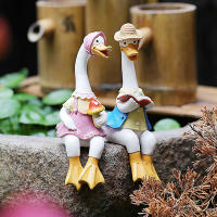 2Pcs Escultura De Pato Leemos Pareja Animales Adornos De Jardín Y Patio Decoración Interior Y Exterior Resina Regalo - details 3