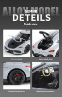 Modelo De Coche Supercarro Gemini GT De Aleación 1/24 Con Sonido Y Luz Vehículo De Simulación Juguete Coleccionable Para Niños - details 12