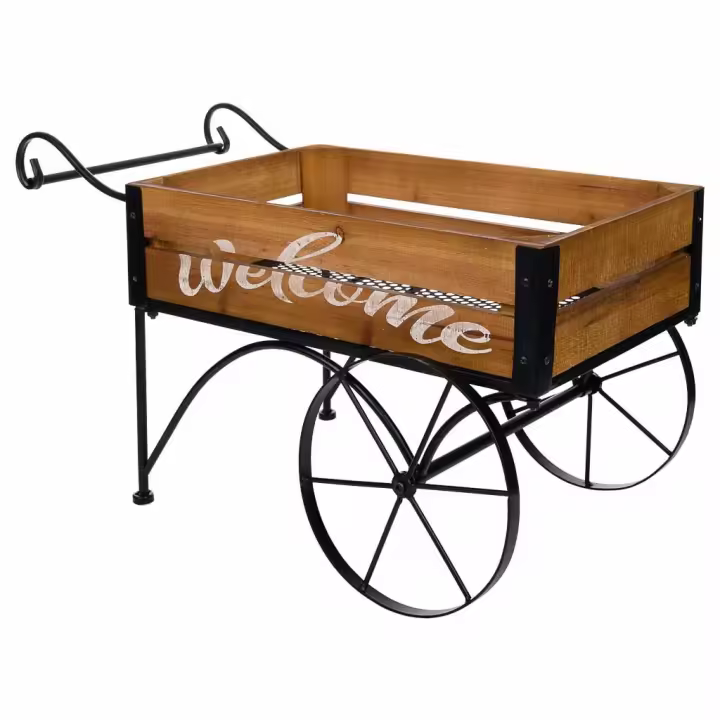 Carretilla de madera y metal 62x32x40,5h cm - 1