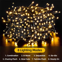Luces Solares Para Navidad Cadena De Luces Exteriores Impermeables Con Cable Verde De 8 Modos Decoración De Árbol Y Jardín - details 3