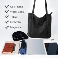 Bolsa de Pana Mujer, Bolso Bandolera para Mujer, Gran Bolso de Hombre Mujer, Bolsas de Mano Ecológicas, Con Cremallera y Bolsillo Interiores para, Viajes Trabajo Escuela - details 3