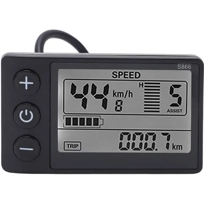 Pantalla LCD para bicicleta eléctrica S866 Pantalla LCD para bicicleta eléctrica S866 Medidor de 24 V 36 V 48 V Panel de control con enchufe GOTOTOP ZH - 1