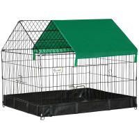 PawHut Jaula para Animales Pequeños Parque para Mascotas con 2 Puertas Toldo y Base con Tela Oxford Impermeable para Interior y Exterior 90x75x75 cm Negro y Verde - details 0