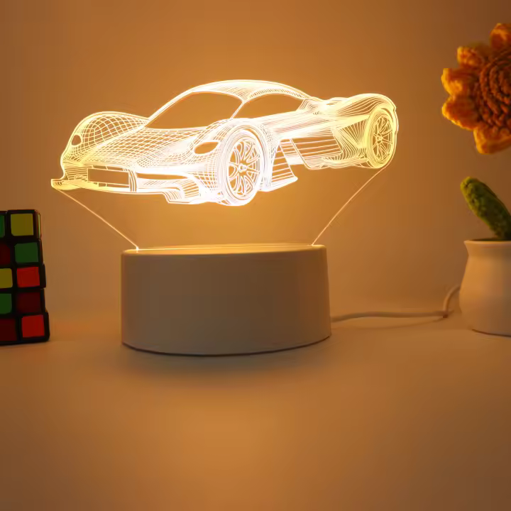 Lámpara De Ilusión Optica 3D Con Toque Y 7 Colores Cambiantes Luz Nocturna Para Dormitorio Figura De Caballo En Caballo - 1