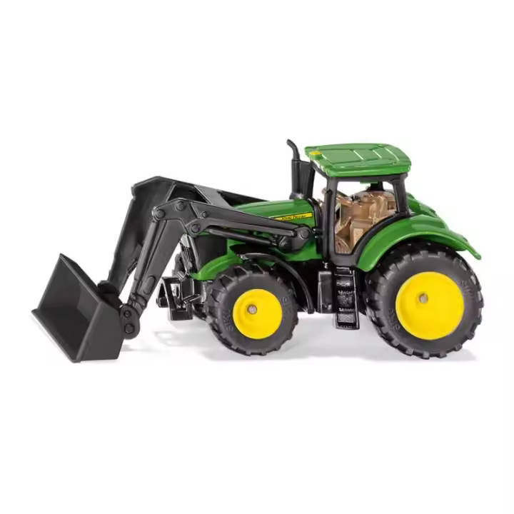 Siku Tractor John Deere 6215R con Pala Móvil - Maniobrable y Cómodo - Neumáticos de Goma - 1