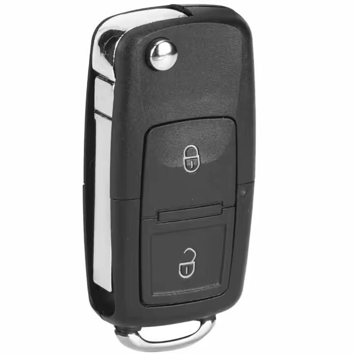 AUTOZOCO Carcasa Mando Llave Coche 2 Botones,Carcasa Llave Mando Coche,Compatible con Volkswagen Bora,Beetle,Golf,Polo,Touareg,Skoda,Botones de Abrir,Cerrar y Maletero,con zócalo de Pila - 1