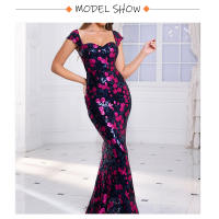 Vestido De Noche Suelto Romagic Con Encaje Y Lentejuelas Para Mujer Vestido De Fiesta De Graduación Y Bodas Espalda Descubierta Longitud Del Piés Sin Mangas Cuello En V Bodycon - details 2