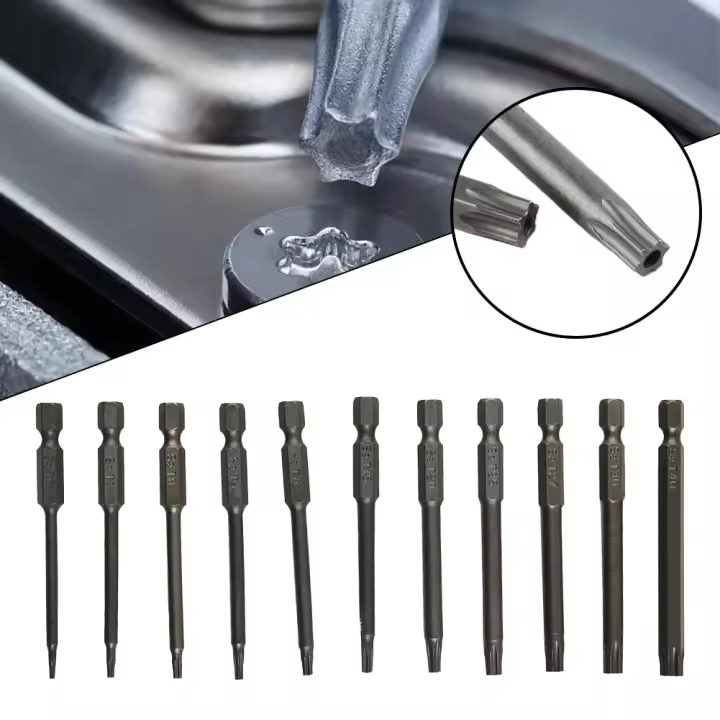 Juego De 11 Piezas De Puntas Torx Con Cabeza Magnética De 75mm /3 Pulgadas Herramienta Manual Extra Larga T7 T8 T9 T10 T15 T20 T25 T27 T30 T40 - 1