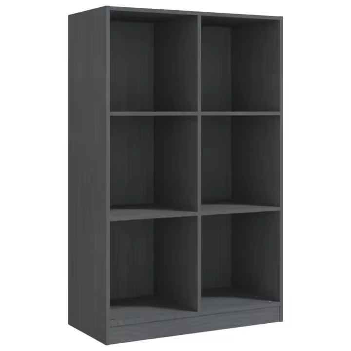 vidaXL Estantería de madera maciza de pino 70x33x110 cm Natural, Blanco, Gris Mueble Almacenaje Estantería para Oficina, Estudio, Dormitorio Estantería/Librería/ mueble de Almacenamiento - 1