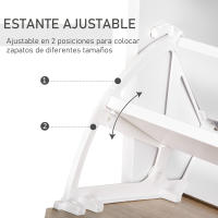 HOMCOM Mueble Zapatero Armario Zapatero con 3 Cajones Estante de Vidrio y Asa de Aluminio para Pasillo Entrada Carga 50 kg 60x24x105,5 cm Natural - details 1