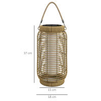 Outsunny Linterna de Jardín de Ratán Farola Solar de Exterior con Panel Solar Luces LED Encendido y Apagado Automático para Interior y Exterior Ø18x37 cm Arena - details 2