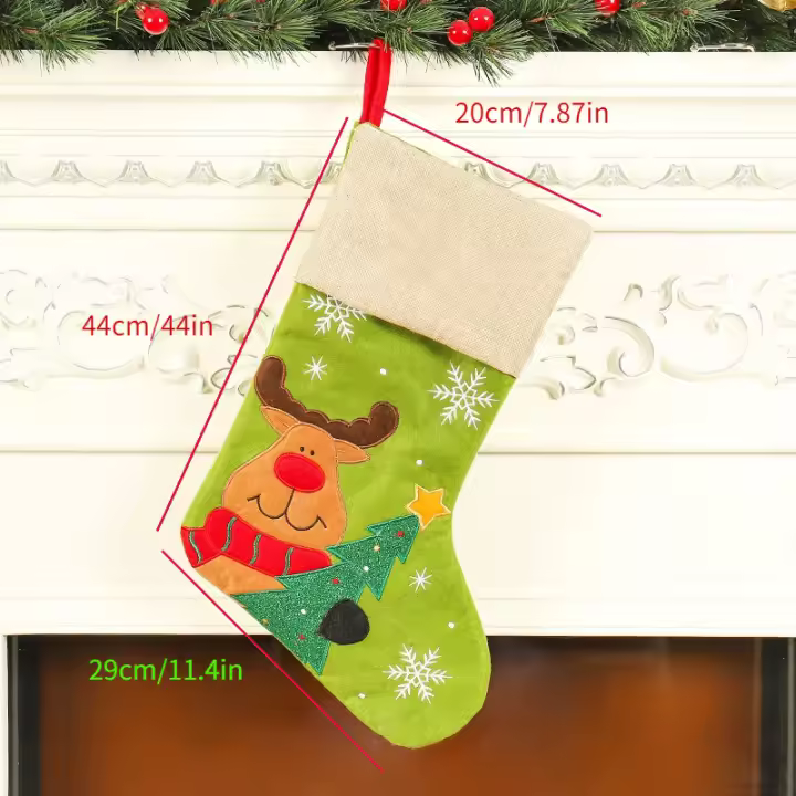 Gruesas Medias De Navidad Coloridas Con Bordado De Santa Claus Bolsas De Regalo De Navidad Decoraciones Colgantes - 1