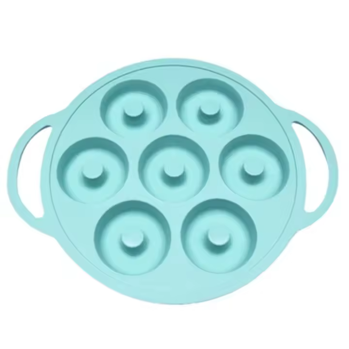 Molde de silicona Donut, 7 cavidades Donut Pan, antiadherente, fácil de limitar, Molde de hornear Donut para pasteles, bagels y Muffin (GREEN) - 1