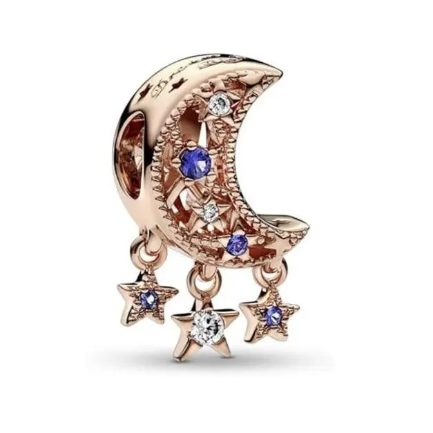 PANDORA Charm Moments 789643 C01 Estrella y Luna, viene con el original de embalaje de Caja De Regno. - 1