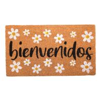 DISTRIBUX Felpudo Margaritas bienvenidos Para Puerta Entrada de Casa Base Goma Antideslizante Material Fibra de Coco 100% Natural Decoración Hogar 40 x 70 cm Alfombrilla Fibra de Coco Original y Divertida - details 0