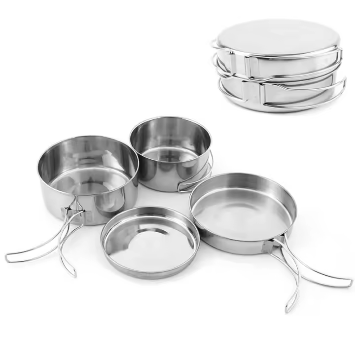 Juego De Cocina Para Camping Y Senderismo En Acero Inoxidable Resistente Al Agua Plegable Con Soporte Para Fogata Ideal Para Picnics - 1