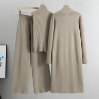 Conjunto De Traje De Pijama Para Mujer 3 Piezas Vintage Moda Primavera Otoño Cardigan Chaqueta Y Pantalones Tejidos Algodón Y Viscosa Estilo Oficina Alto Ajuste Talla Alta - details 2