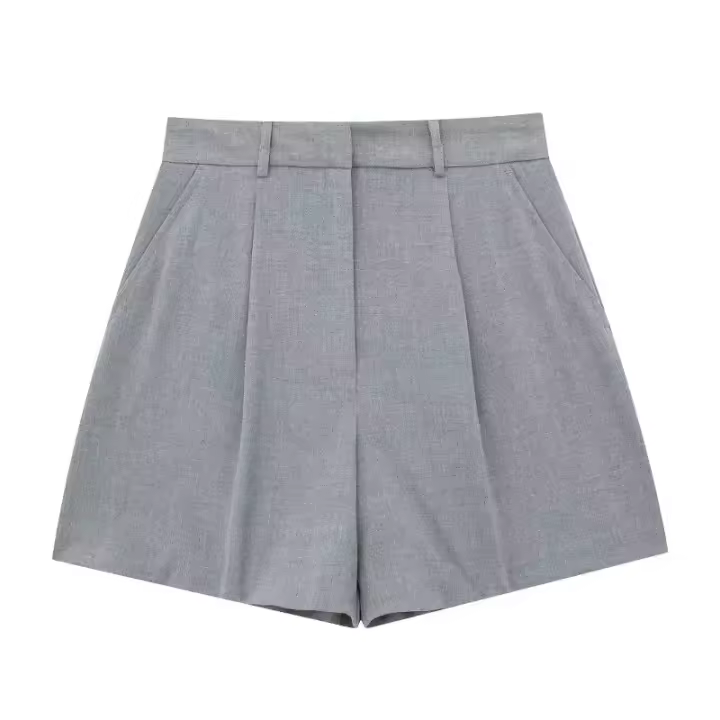 Traza Elegante Conjunto De Pantalones Solids Para Mujer Verano 2024 Sin Mangas Cuello En V Botones Vestido Top + Shorts De Cintura Alta Vintage - 1