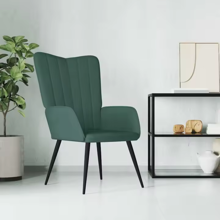vidaXL Sillón de relax de terciopelo verde oscuro - 1