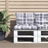 vidaXL Cojines para palets 2 unidades tela estampado de hojas en color Diseño de hojas/Azul/Azul real y más | acolchados duraderos para sofás de jardín terraza exterior - details 7