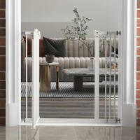 PawHut Barrera de seguridad para Perros Extensible 74-87 cm, para Puertas y Escaleras, Barrera para Perros con Extensión 7 cm, Montaje a Presión y Doble Bloqueo, Blanco - details 3