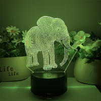 Lámpara De Noche 3D Elefante Con Ilusión Óptica Y Toque Cambio De Color Ambiental 7 Colores Para Dormitorio - details 1