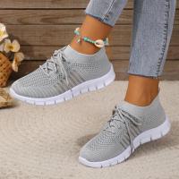 Zapatos Casuales Para Mujer Deportivos Slip on Con Cordones Y Suela Gruesa En Colores Variados Zapatos De Malla Fly Knitting Para Primavera/Otoño - details 6