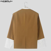 Incern Run Chaqueta De Hombre Estilo Coreano 2024 Moda Casual Con Contraste En Cuello Y Botones Multiseguros Largo Para Callejero - details 17
