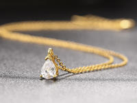 Collar Korean Minimalista Para Mujer En Color Oro Con Colgante De Corazón Y Lluvia De Cristal Joyería De Boda Regalo N481 - details 15