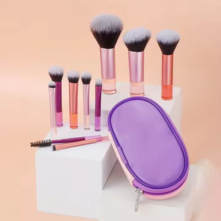 Set De 10 Pinceles De Maquillaje Miniatura Para Polvo Sombra Base Y Rubor Blender Conceler Herramientas De Belleza - 1