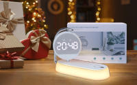 SOMY Lámpara de despertador LED, lámpara de noche con estación de carga inalámbrica de 15 W, luz nocturna táctil con 3 niveles de luz suave para adultos y niños, regalos festivos. Lámpara de mesa de trabajo - details 0