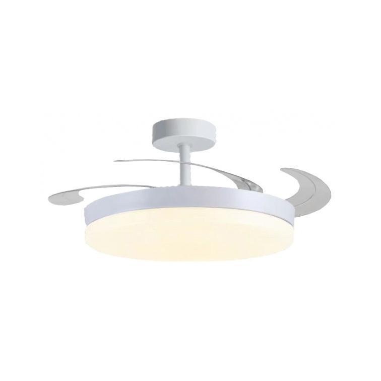 NARVI Ventilador de techo Blanco, Palas retráctiles,Motor DC, Luz LED Regulable y Memoria. Mando a distancia. REF RONDA 1661 WH