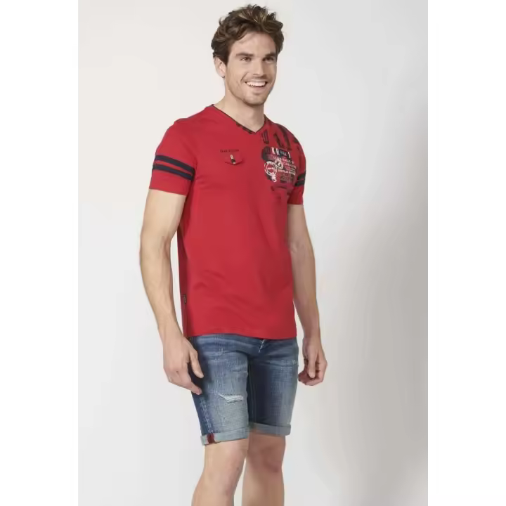 Koroshi Camiseta de manga corta color rojo para hombre | Ropa Casual - 1