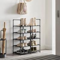 10-tier shoe rack, good size and removable, 33x33x173 cm, metal frame and fabric shelves, perfect for hallways and bedrooms, black - details 1