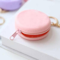 Cartera De Monedas Mini Redonda De Silicona En Colores Caramelo Para Niñas Y Mujeres Monedero Con Cierre De Cremallera Estilo Moda - details 4