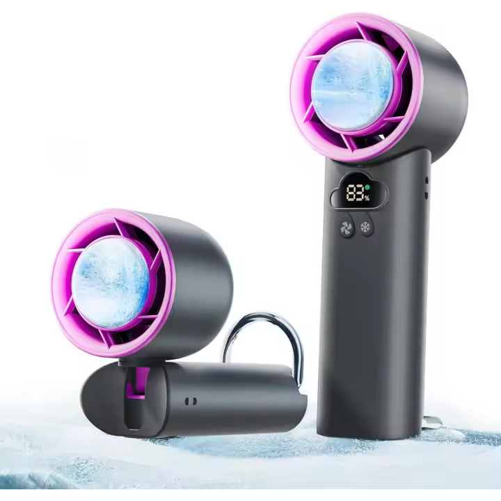 Ventilador de mano portátil - El ventilador turbo más genial - Batería de larga duración de 4000 mAh - Mini ventilador - Ventilador manual - Mini plegable - Ideal para viajes y oficina - 1