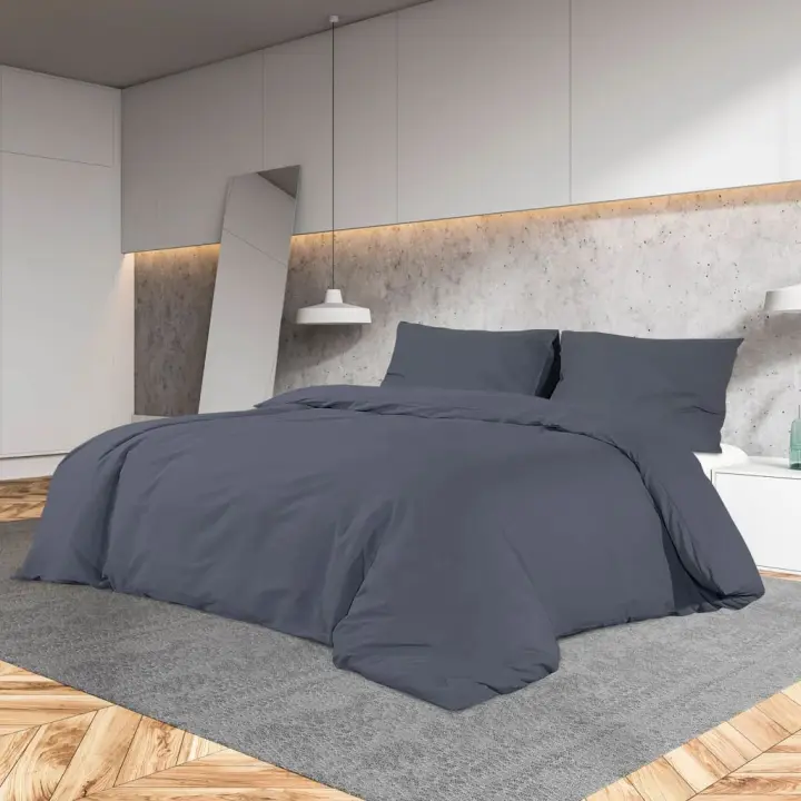vidaXL Juego de Funda Nórdica Microfibra Ligera 225x220 cm Cama Color Antracita,  Blanco,  Gris y mas - 1