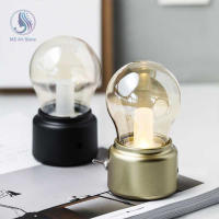 Bombilla De Noche LED Recargable Vintage Retro Sin Cable Con Sombrilla De Vidrio Para Decoración De Dormitorio Lámpara De Mesa - details 10