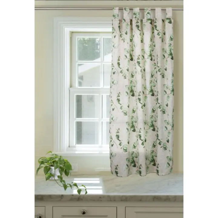 Cortina de cocina con diseño de orquídeas bordadas.90x145cm y 140x150cm.1 panel. - 1