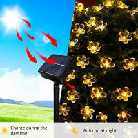 Cadena De Luces LED Solar Con 8 Modos 39 Pies 100 Luces Florales Impermeables Para Decoración De Navidad Y Halloween - details 0