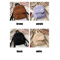 Mochila Mini De Moda Para Mujer En Terciopelo De Un Solo Color Pequeña Mochila Casual Para Estudiantes Viajes Con Cierre De Cremallera - details 1