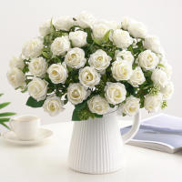 Rosa Artificial De Seda Con Ramo 1PC Flores Artificiales Para Decoración Y Bouquet De Novia 10 Cabezas De Rosas Bellas Y Realistas - details 10