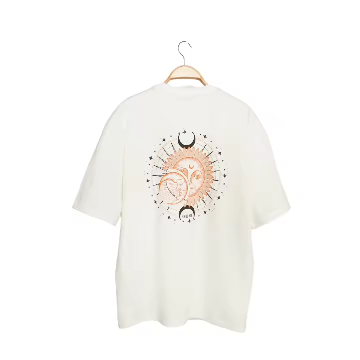 Trendyol Ecru Oversize/Wide Cut Short Sleeve Mystic Printed 100% Cotton T-Shirt Tmnss23Ts00165 - 1